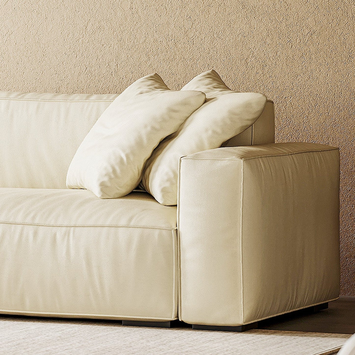 Italian Minimalist Sofa with Full-Grain Leather
